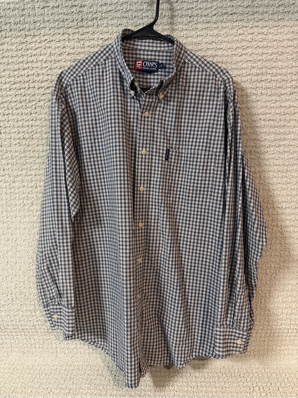 Chaps Men's  Checked Button-Down Shirt Sz L